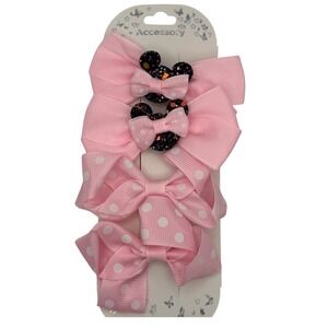 Kids Baby Girl Pink Polka Dot Mickey Mouse Hair Clips Bows‎ Set 4